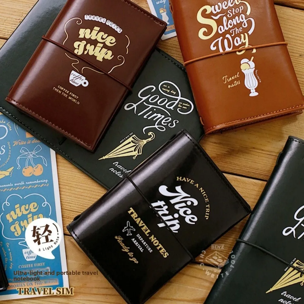 Cuaderno de Viaje Retro TN de Fromthenon, Cuaderno de Viaje Recargable Ultraligero y Portátil, Cuaderno de Cuero PU con Banda Elástica
