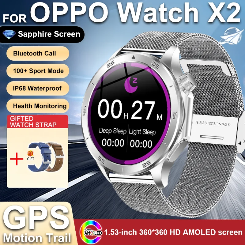 GUHUAVMI 2025New Für OPPO UHR X2 GPS Smart Uhr Männer AMOLED HD Bildschirm Kompass Herzfrequenz Bluetooth Anruf Wasserdichte Sport Uhren frauen 5