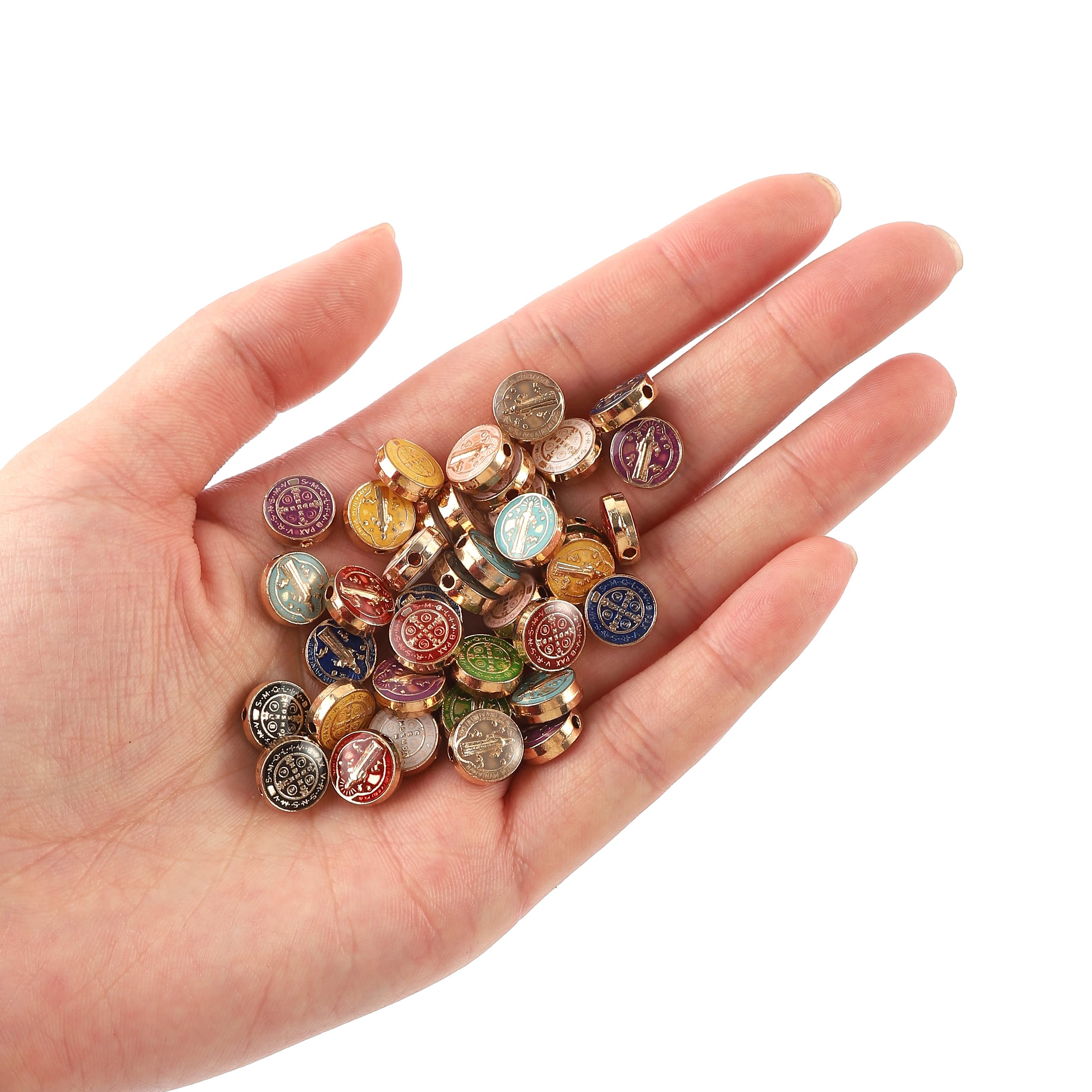 50Pcs Multiple colors Saint Benedict Connector Beads San Benito Medal Catholic Charm Gift