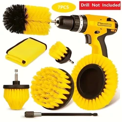 7PCS Electric Drill Bit Car Wash Brush Accessory Kit with Extended Accessories Universal Wiping Brush Kit for Quick Cleaning