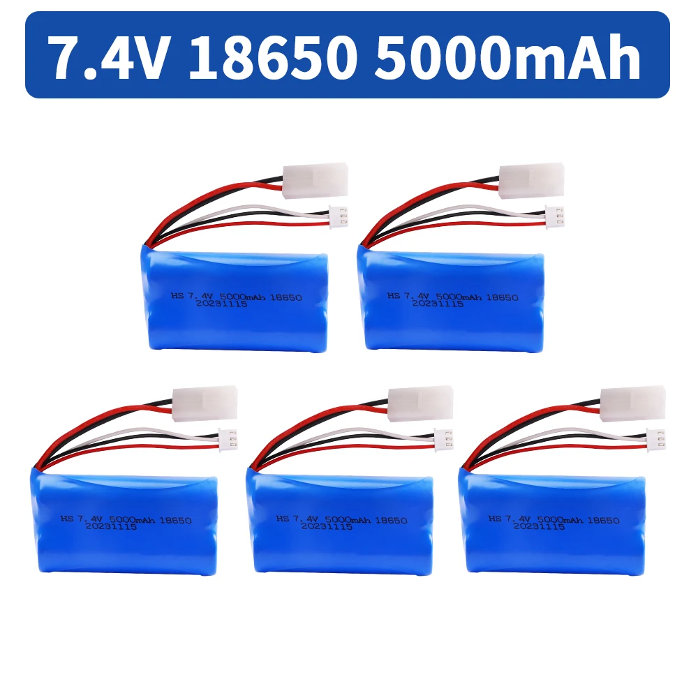 7.4V 5000mAH 25C Li-ion Batery with Tamiya Plug 2S for  remote control helicopter Car Tank Boat Toy 7.4 V 18650 Toy Lipo battery