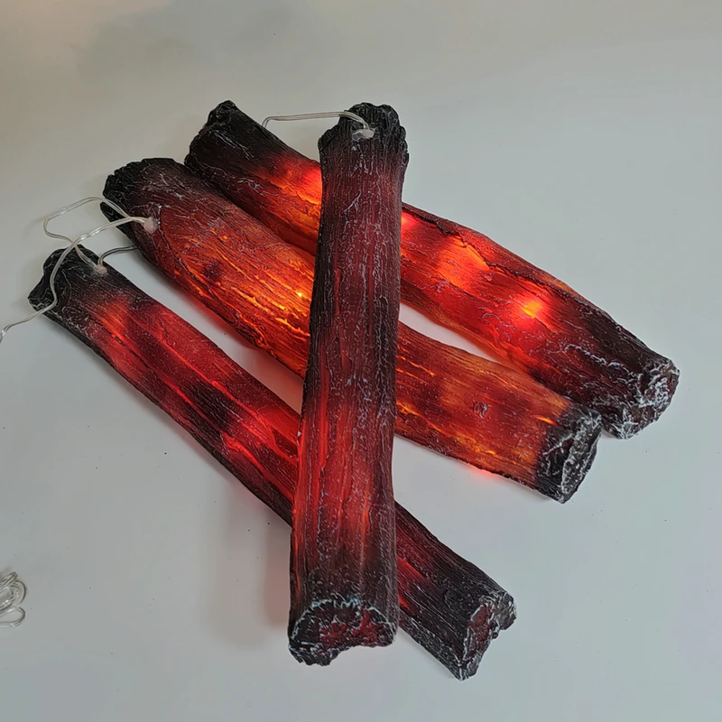 1 Set 3D-Harz-Holzkohle-Lampe, simulierte Holzkohle-Streifen, Kamin-Dekorationszubehör, LED-Carbon-Feuerlicht zur Dekoration – Detail 18