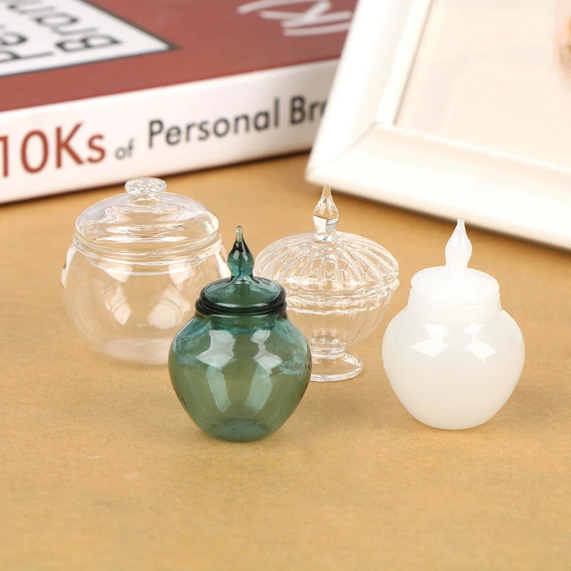 

1:12 миниатюрная стеклянная банка для конфет, бак для десертов, бутылка для хранения, кухонная модель, декоративная игрушка