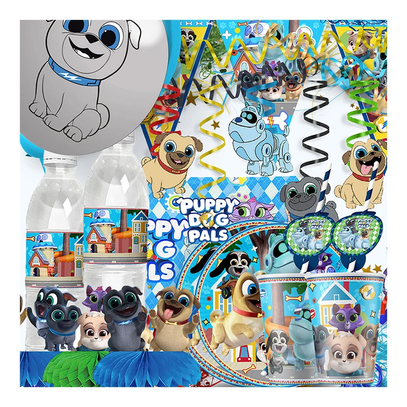 Disney Puppy Dog Pals Baby Shower Celebration Decorations Plates and Cups Kids Birthday Toys Balloons Supplies Banner Background