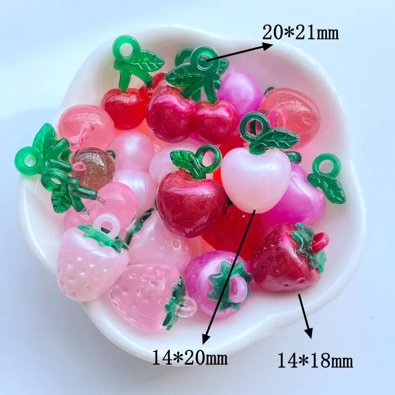 10Pcs New Cute Mini Strawberry Cherry Flat Back Resin Scrapbooking DIY Jewelry Craft Decoration Accessories