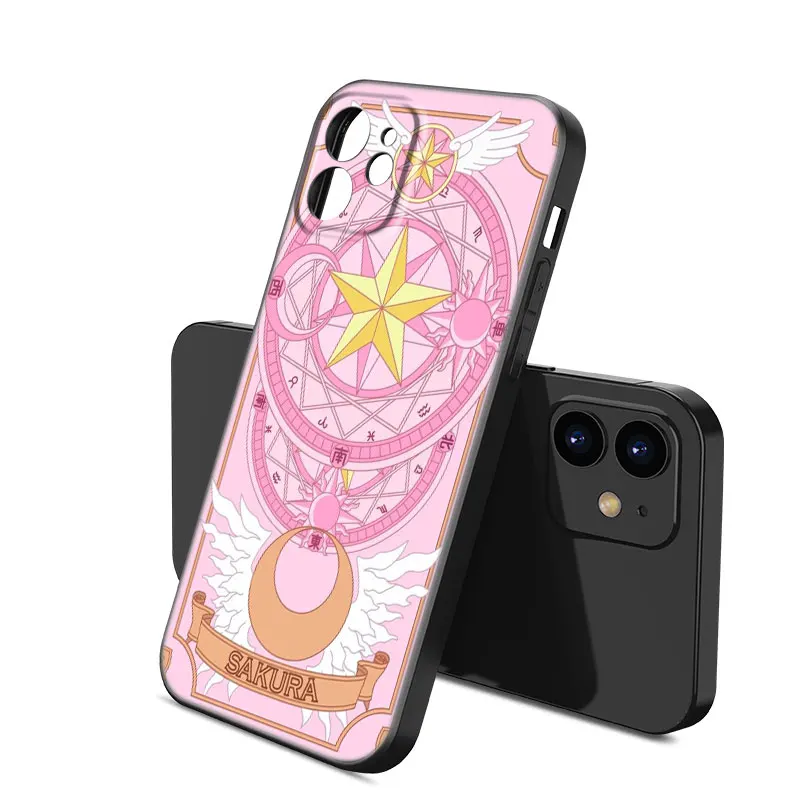 CardCaptor Sakura Anime Case For Apple iPhone 12 13 Mini 11 14 15 Pro Max 7 8 Plus X XR XS SE 2020 2022 Black Silicone Case