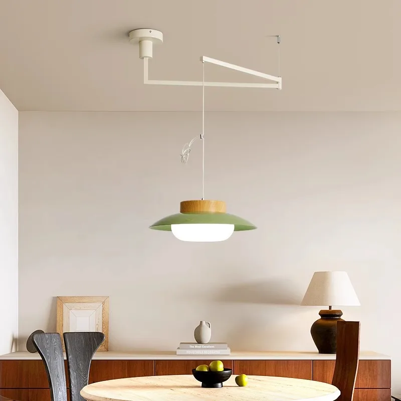 Swing Arm Pendant Light French Cream Style Dining Room Table Light Vintage Retro High-end Feel Movable bar Light