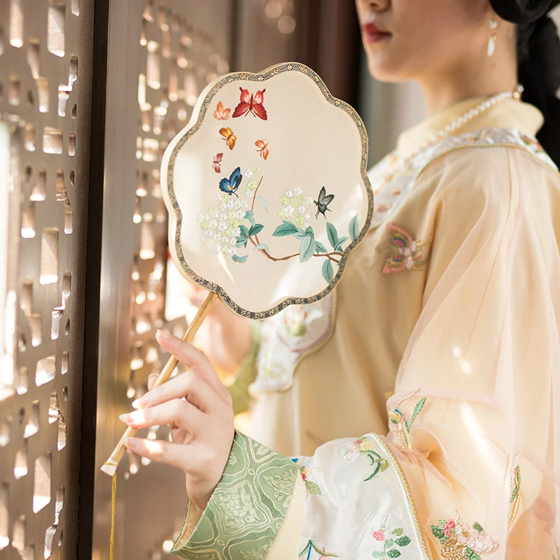 Suzhou Embroidery Fan Handmade Embroidery Circular Fan Chinese Ancient Style Double-Sided Embroider