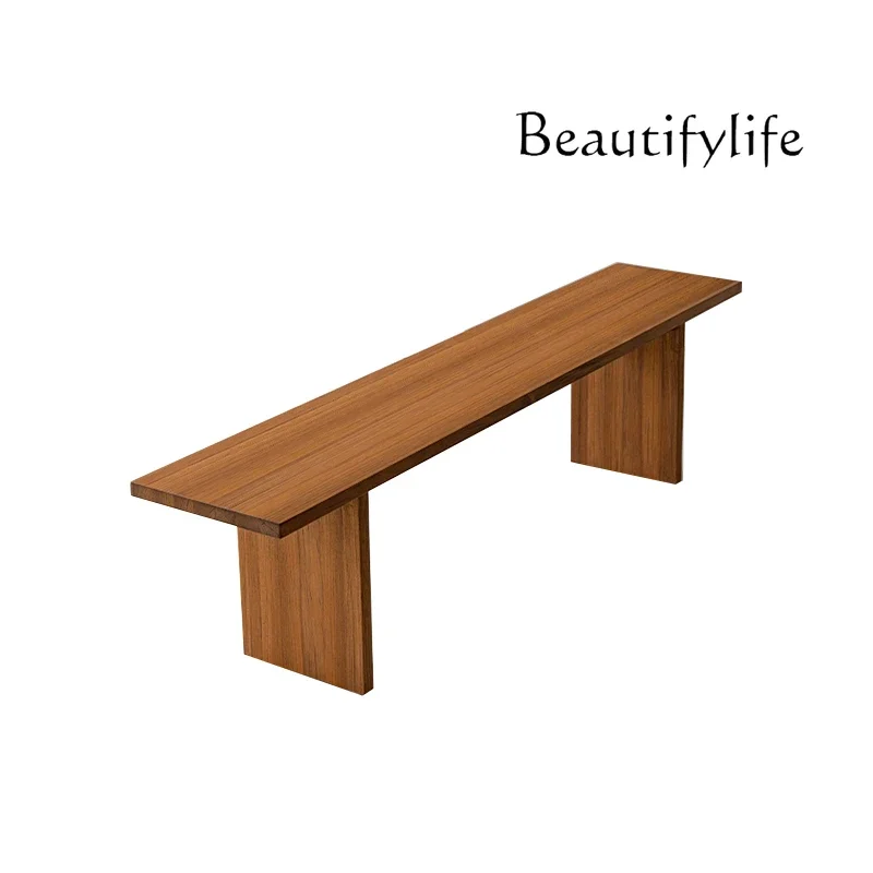 

All solid wood household dining table bench modern simple teak bench small apartment household bedside stool