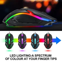 Metal Luminous Computer Keyboard and Mouse Suit USB Wired Game Colorful ...