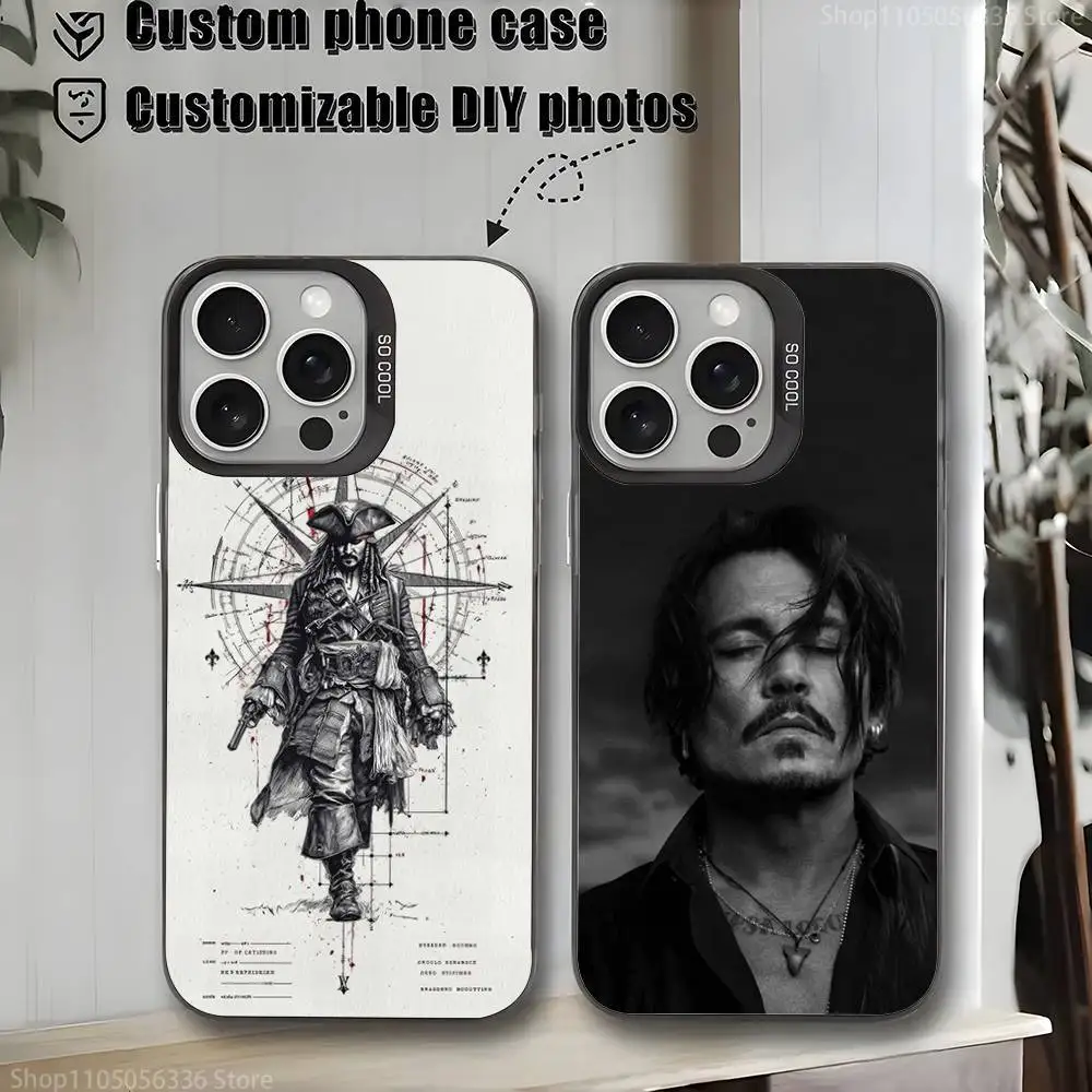 

J-Johnny Depp Phone Case For iPhone 16,15,14,13,12,11,Mini,Pro,MAX,plus,Black Matte Shockproof Cover