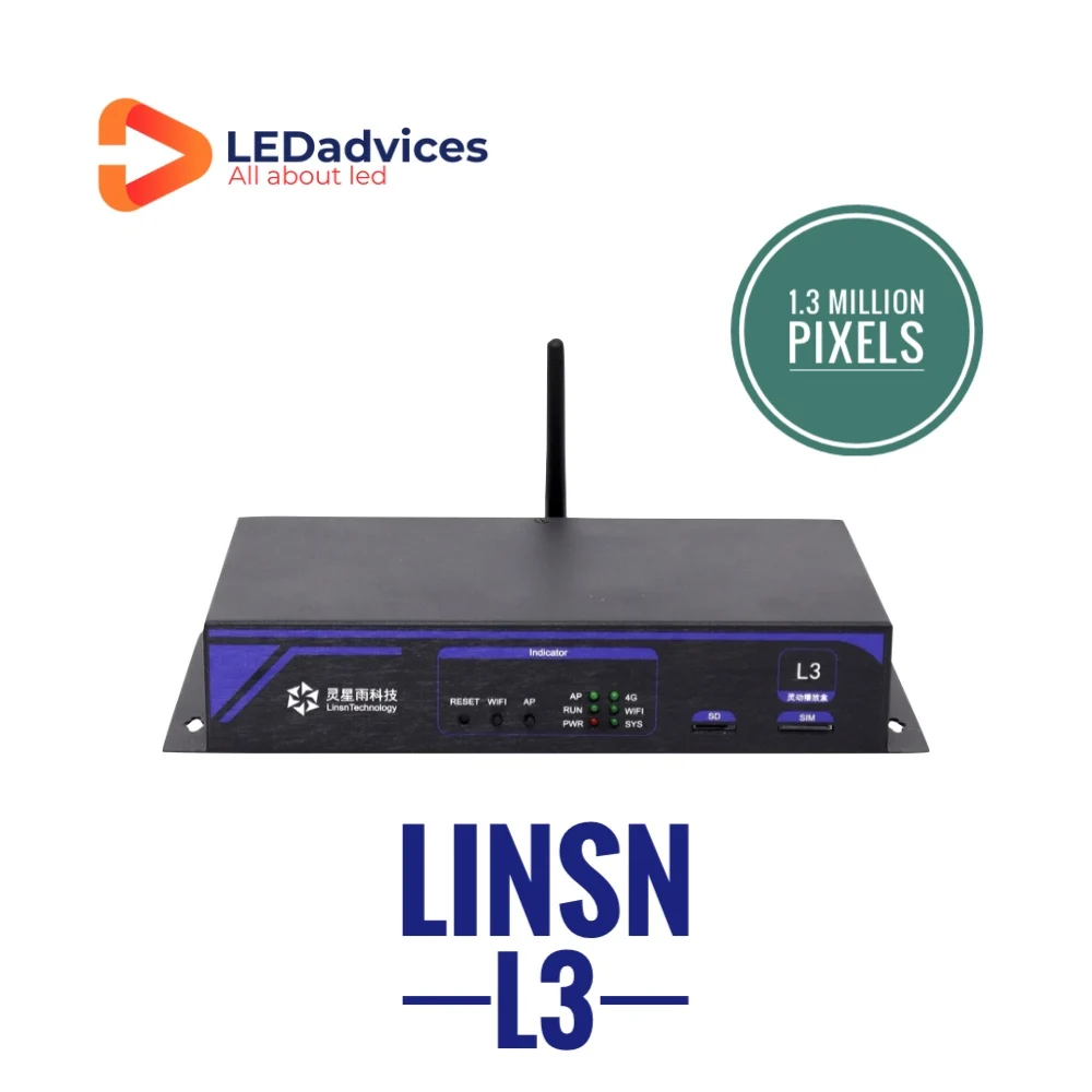 Linsn L3 Led Scherm Asynchrone Speler & Controller Advertentiespelers 1300000 Pixels Ondersteunt 4G Wifi Lan Usb Flash Drive L1l2l4l6