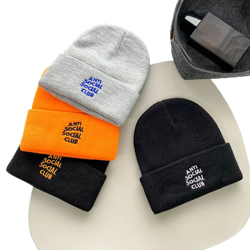 Letter Embroidery Hat Winter Hat Beanie Cotton Knit Hat Skullies Beanie Hip Hop Outdoor Streetwear Hats Christmas Hat