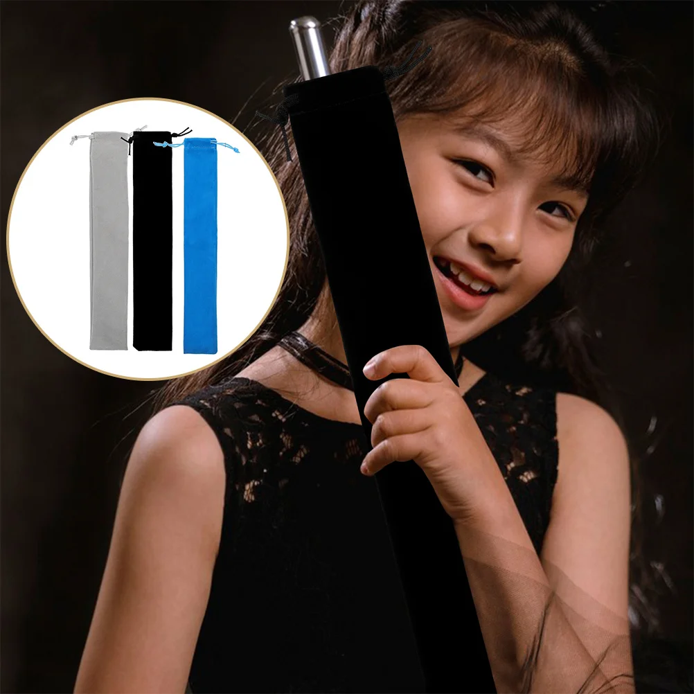 

3Pcs Suede Flute Bag Drawstring Pouch Soft Flute Storage Case Portable Vertical Recorder Holder Music Instrument Carrying Bag