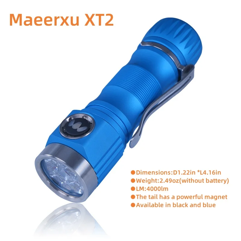 

Maeerxu XT2 4000 Lumen Portable Side Switch 21700 Li-Ion Battery Flashlight Hunting with Strobe Mode Self Defense Flashlight