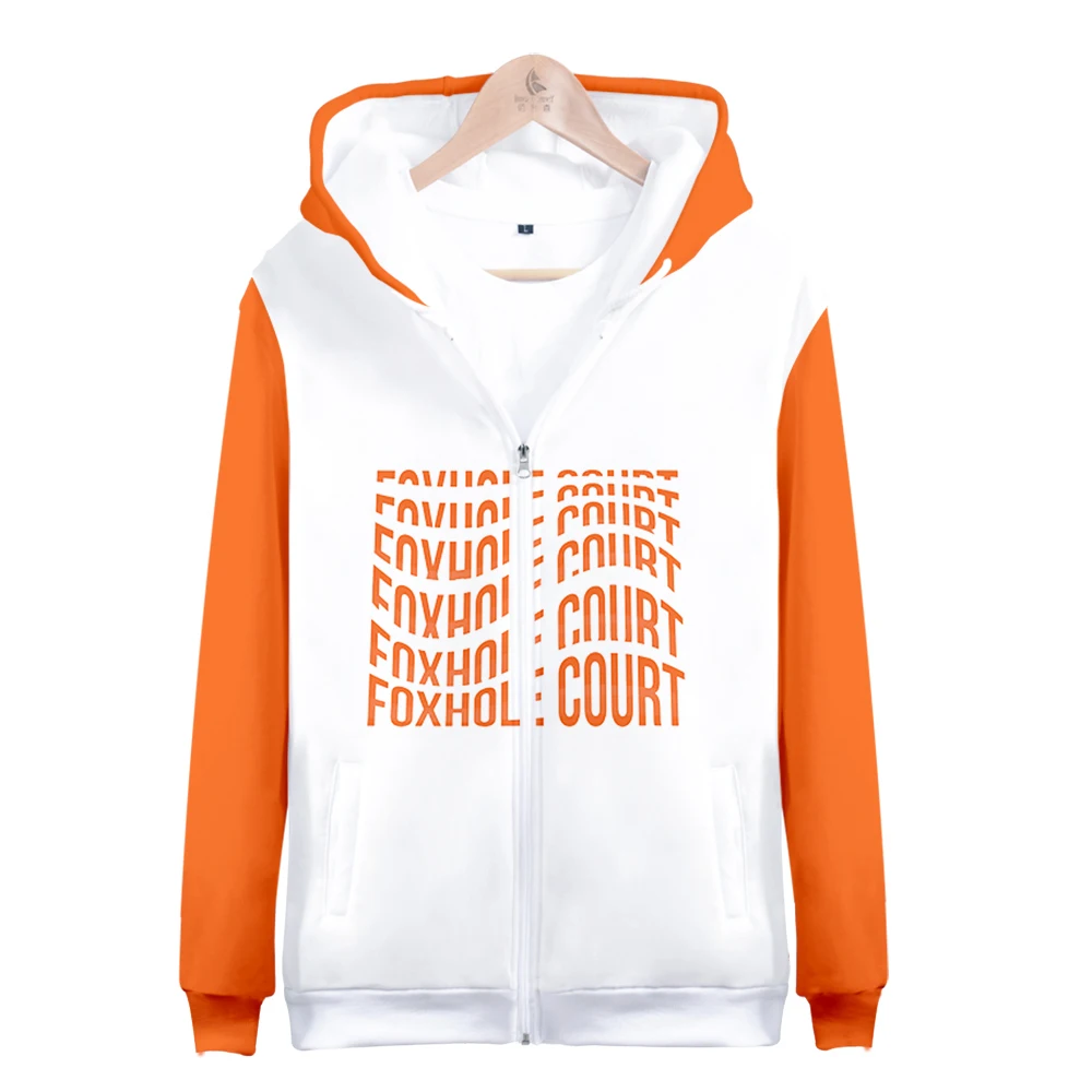 Men Hoodie Kaus Zip-Up 3D The Foxhole Court Pakaian Populer Bertudung Ritsleting Fashion Kasual High Street Keren