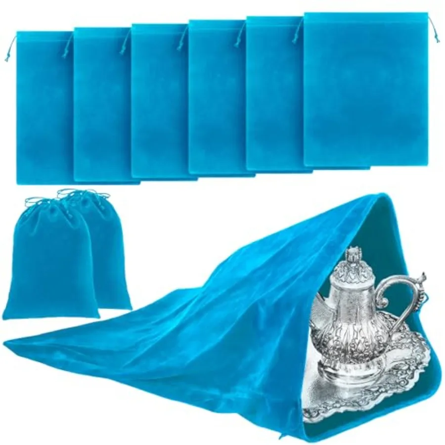 

Blue Oversized 24 x 32 Inch Silver Storage Bag with Zipper Anti-Tarnish Cloth for Jewelry Flatware Vase Polishing and Tarnish C