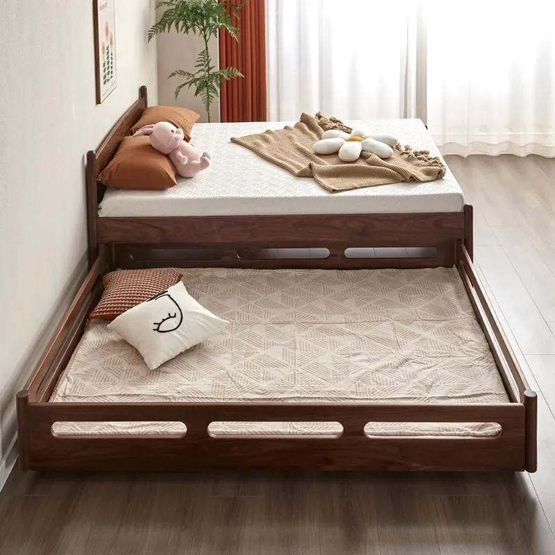 سرير دفع بطبقة مزدوجة عالية ومنخفضة من خشب الجوز الأسود في أمريكا الشمالية قابل للتخصيص