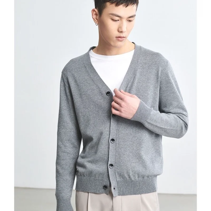 Men's Clothing Autumn Winter Long Sleeve Tops T-Shirts V-neck Versatile Fashion Comfortable Popularity Simple Solid Color Coat