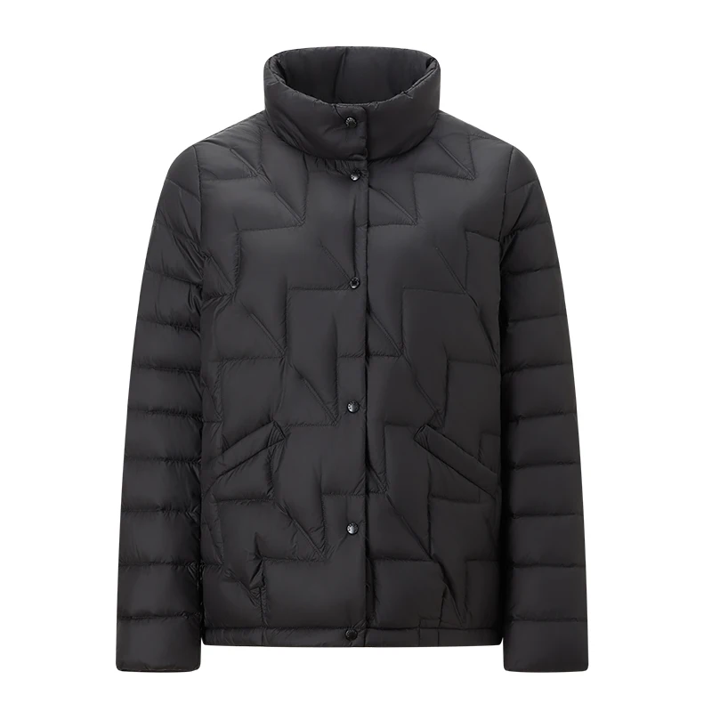 Chericom レディース エレガント ソリッド ダウン ジャケット 軽量 ストレート カット パファー スナップ留め インナーポケット付き 防水 Y299052Y