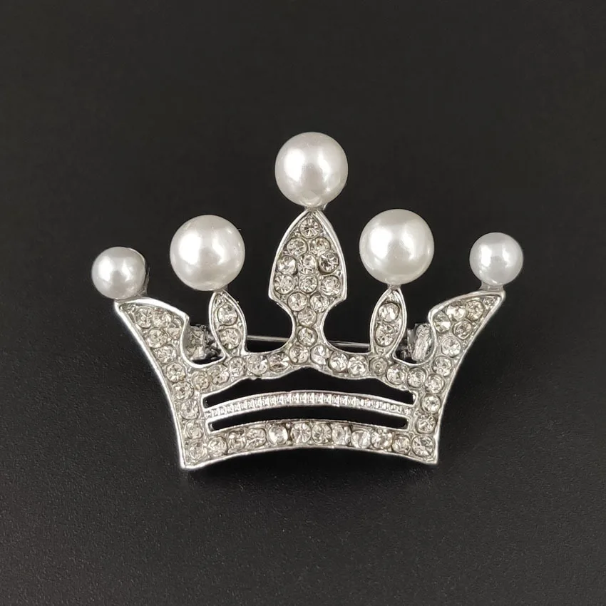 New Metal Crystal Crown Brooch Lapel Pina Suit Shirt Collar Pins Brooches for Women Accessories Fashion Jewelry