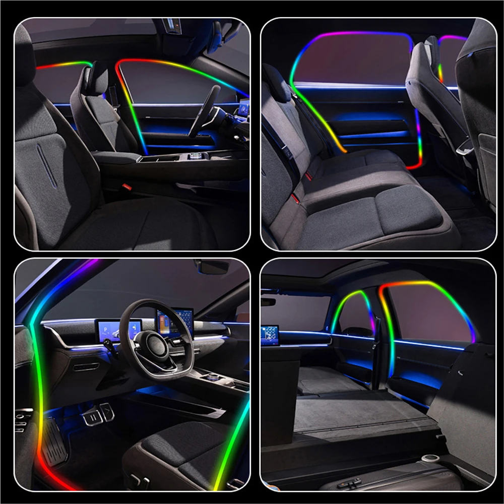Car Door Frame Lights Car Window LED Lights Modified Streaming Colorful Wireless Invisible Plug And Play Car Atmosphere Lights
