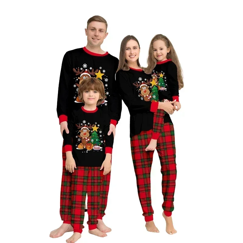 Christmas Set Family Pajamas Matching Outfit Adult Kids Baby New Year's Clothes Cartoon Print Nightwear Xmas Gift Home Look