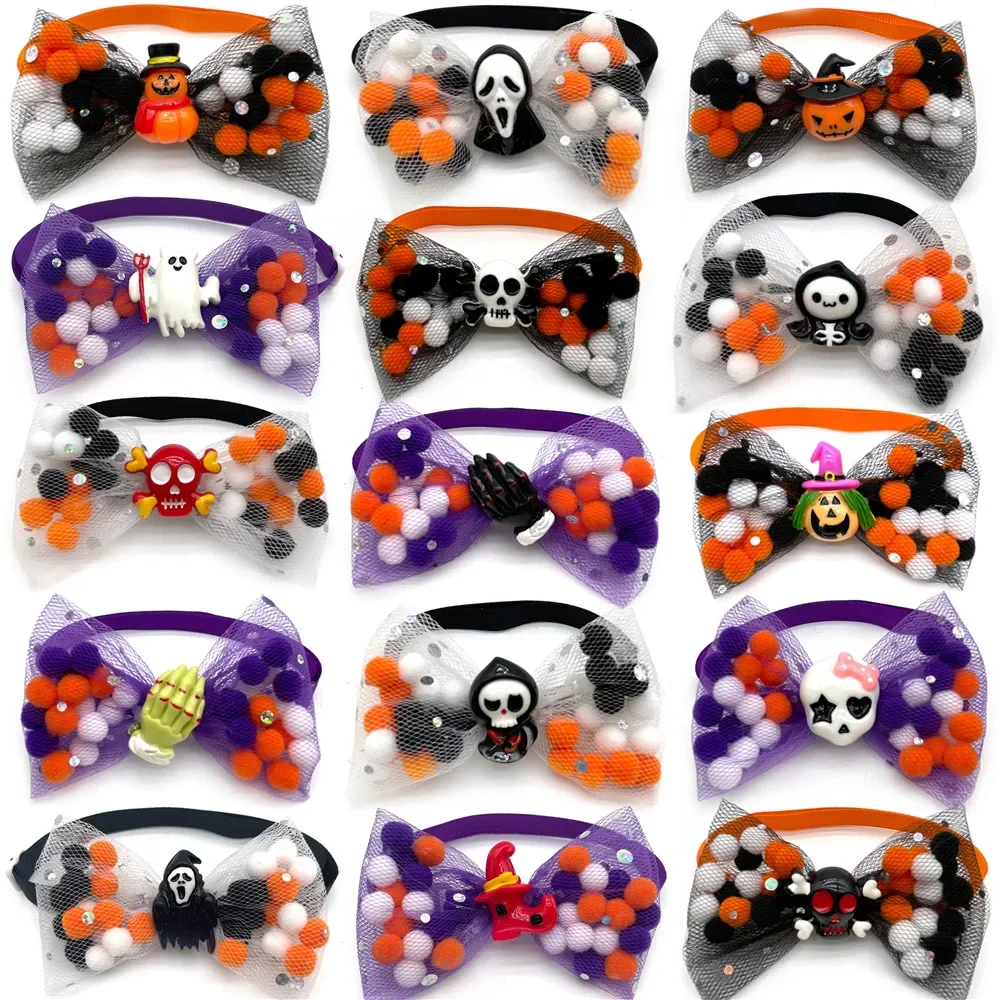 50/100pcs Pet Dog Halloween Product Necktie Small Dog Cat Bowtie Collar Grooming Supplies Accessories for Small Dogs