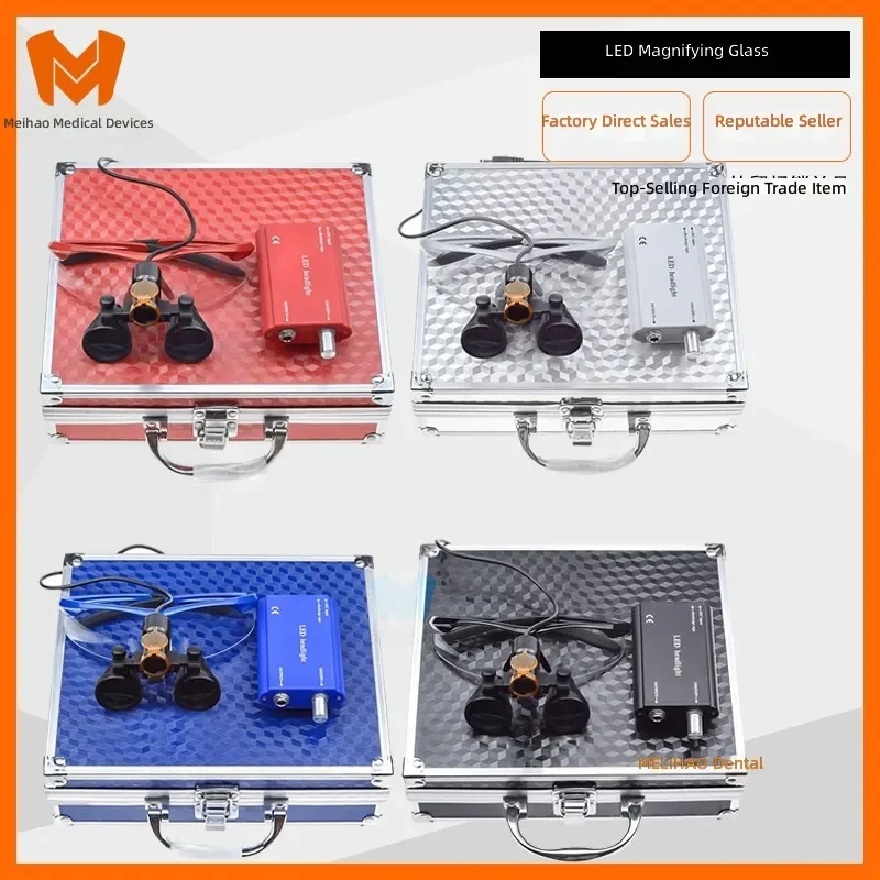 Modern Medical 3.5X420mm Dental Loupes with LED Headlight and Filter, Optical Glass Binocular Magnifying Glasses for