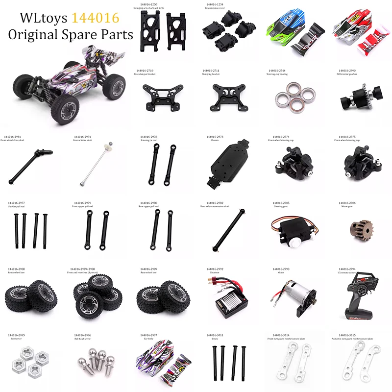 

WLtoys 144016 RC Car Original Parts Control Arm Steering Shaft Steering Assembly Steering Cup Drive Shaft Gear Screw