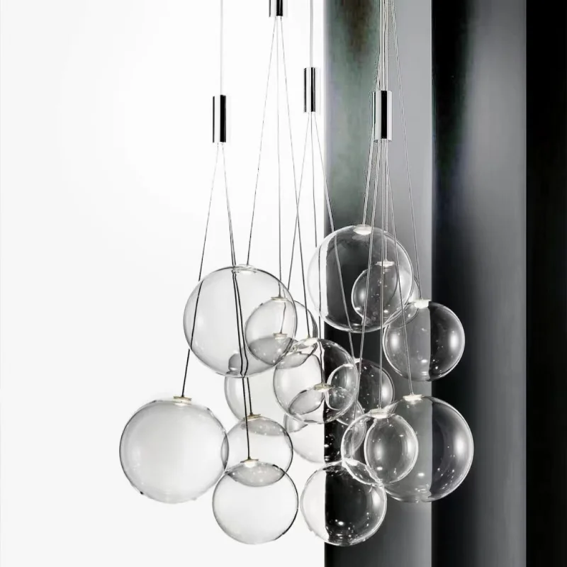 Modern Led Glass Ball Pendant Lamp for Kitchen Dining Room Bedroom Hanging Light Design Chrome Home Decor Restaurant Chandeliers