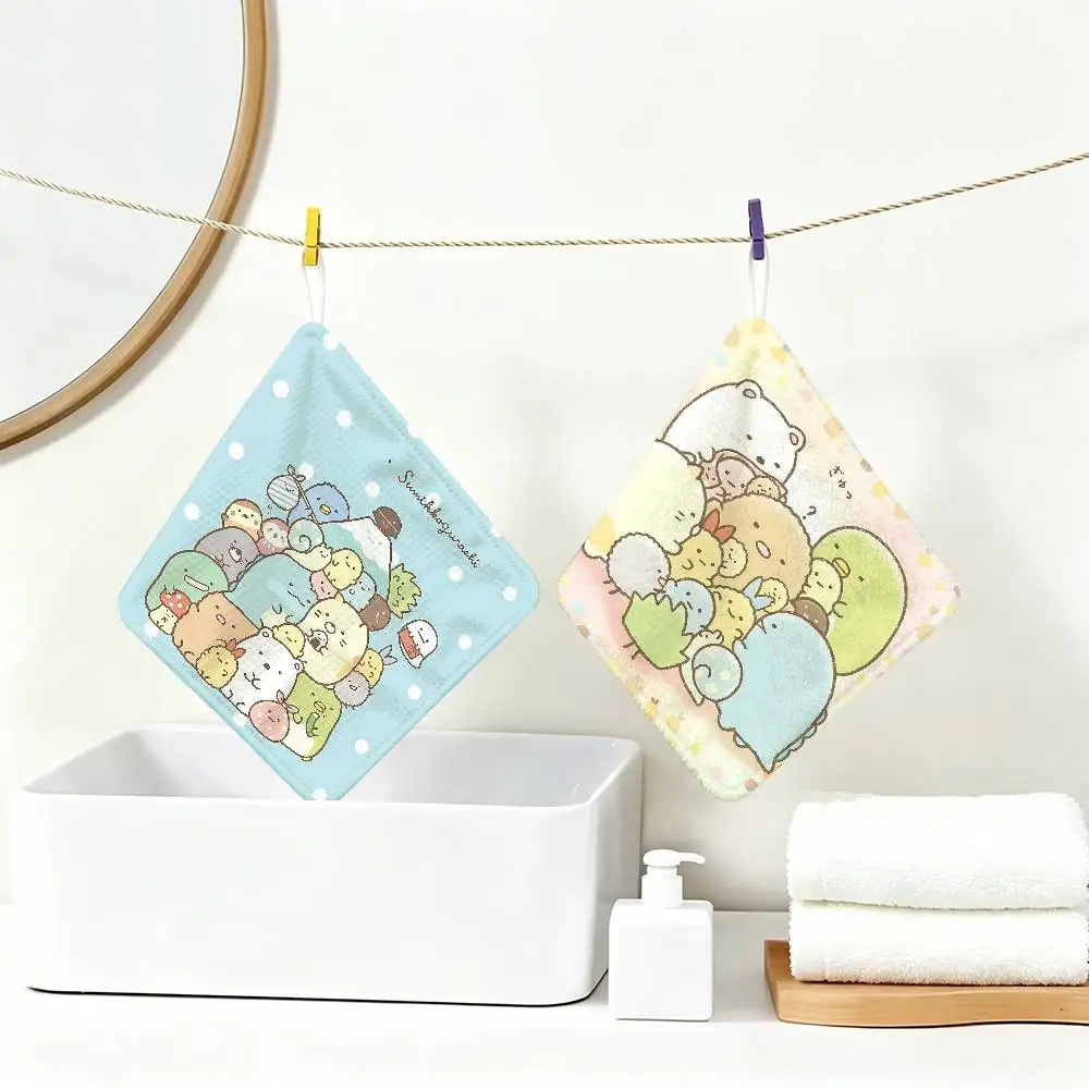 Anime S-Sumikko G-Gurashi Hanging Polyester Cotton Towel, Reusable Hand Wiping Cloth, Wear Resistant for Home Kitchen Sink