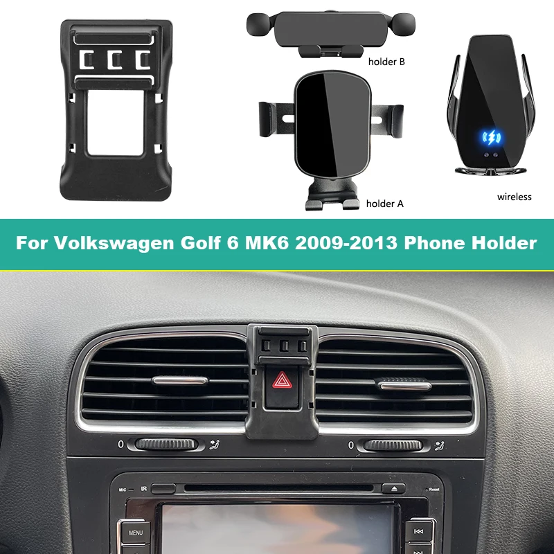 Dedicated Car Mobile Phone Holder For Volkswagen VW Golf 6 MK6 2009-2013 Air Vent Fixed Bracket Base Wireless Charging Stand