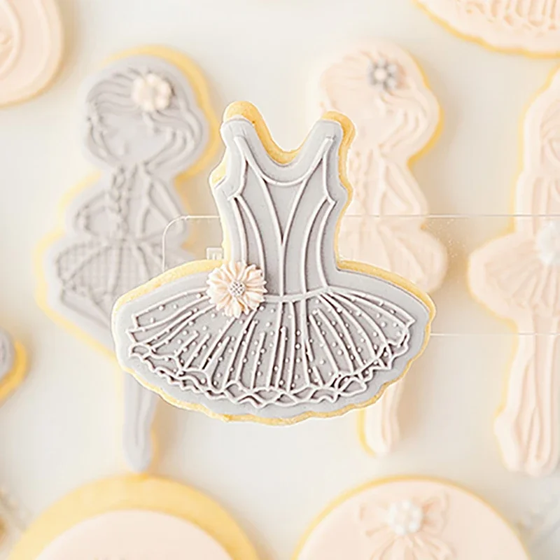 Ballet Girl Swan Fondant Cake Cookie Press Stamp Embosser Cutter Acrylic Happy Birthday Fondant Sugar Craft Cake DecorationTool