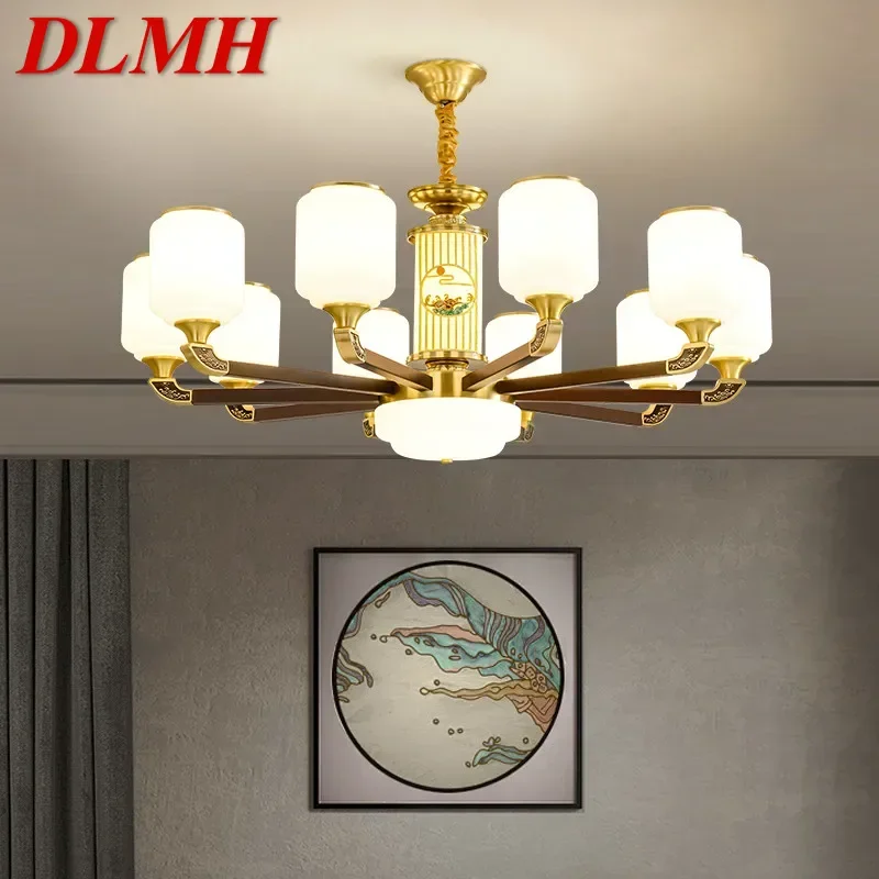 

Современная роскошная латунная Подвесная лампа DLMH в китайском стиле, люстра для гостиной, столовой, спальни, виллы