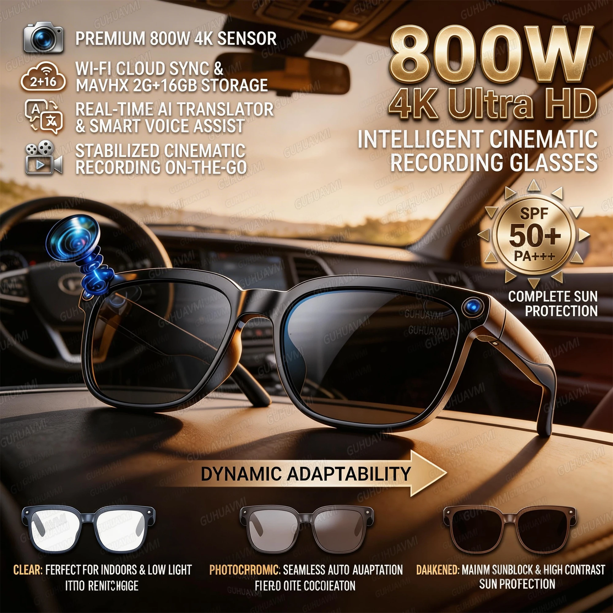 

Новые умные очки 2026 года с изменением цвета, ИИ-камерой 800 МП, видео 4K, ИИ-переводом, Chat GPT, музыкальным плеером, функцией звонков, спортивные очки для мужчин