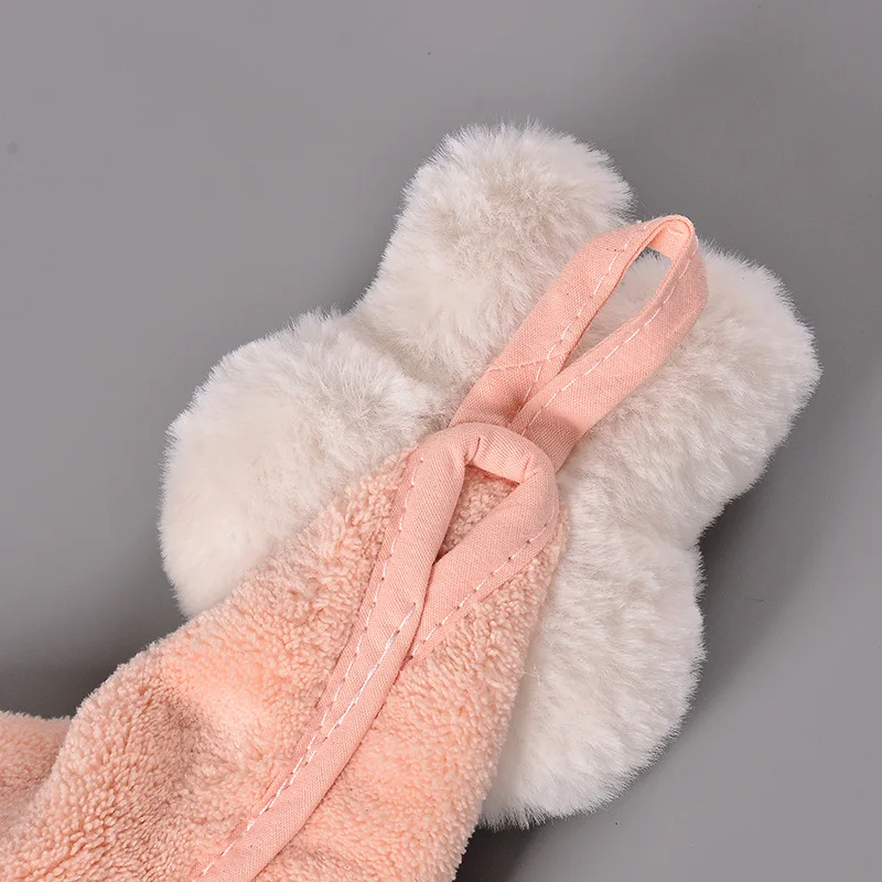 Cartoon Rabbit Wipe Hand Towel Soft Thicken Coral Fleece Super Absorbent Quick Dry Children Terry Towels for Kitchen Bathroom