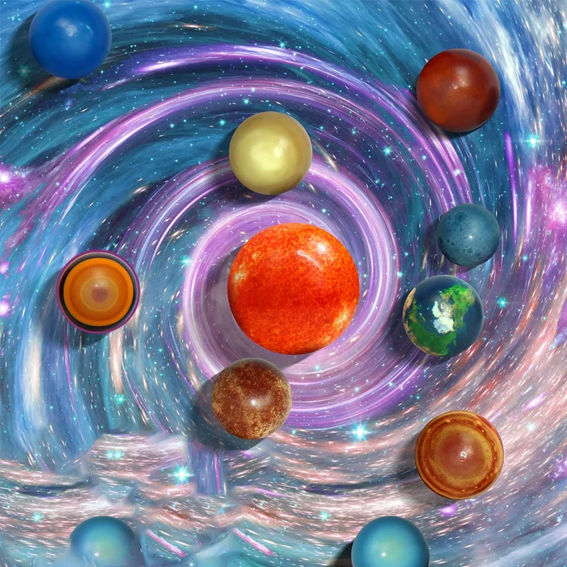Eight Planets Solar System Sponge Bouncy Model, Soft Hand Squeeze Accessory, Cosmic Desktop Science Decor Gadget Household Offic