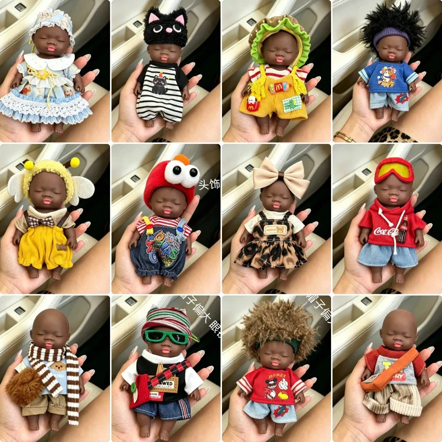 Muñeca Natasha Negra de 14 cm, Juguete Antiestrés, Juguete de Broma para Trabajadores de Oficina, Gadget para Aliviar la Ansiedad con Conjunto Completo de Ropa, Accesorio para Fotos, Modelo de Decoración para Escritorio de Oficina