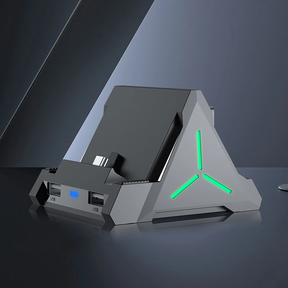 قاعدة شحن محطة إرساء التلفزيون مع منافذ USB من النوع C المتوافقة مع HDMI، حامل شحن محمول لنينتندو سويتش