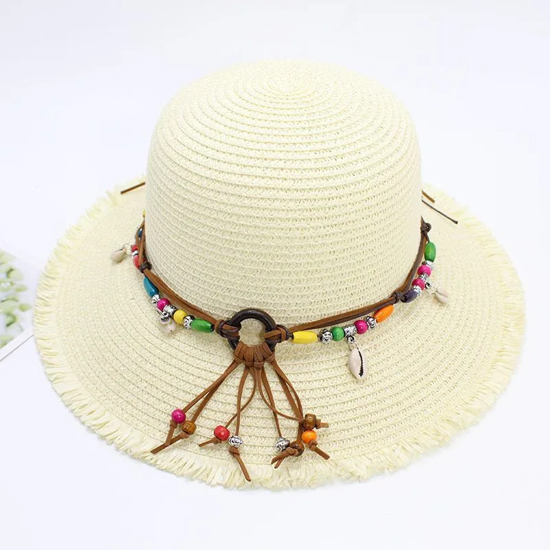 Spring and Summer Ladies Outdoor Travel Shopping Straw Hat Adjustable Sunshade Sun Hat Seaside Beach Hat