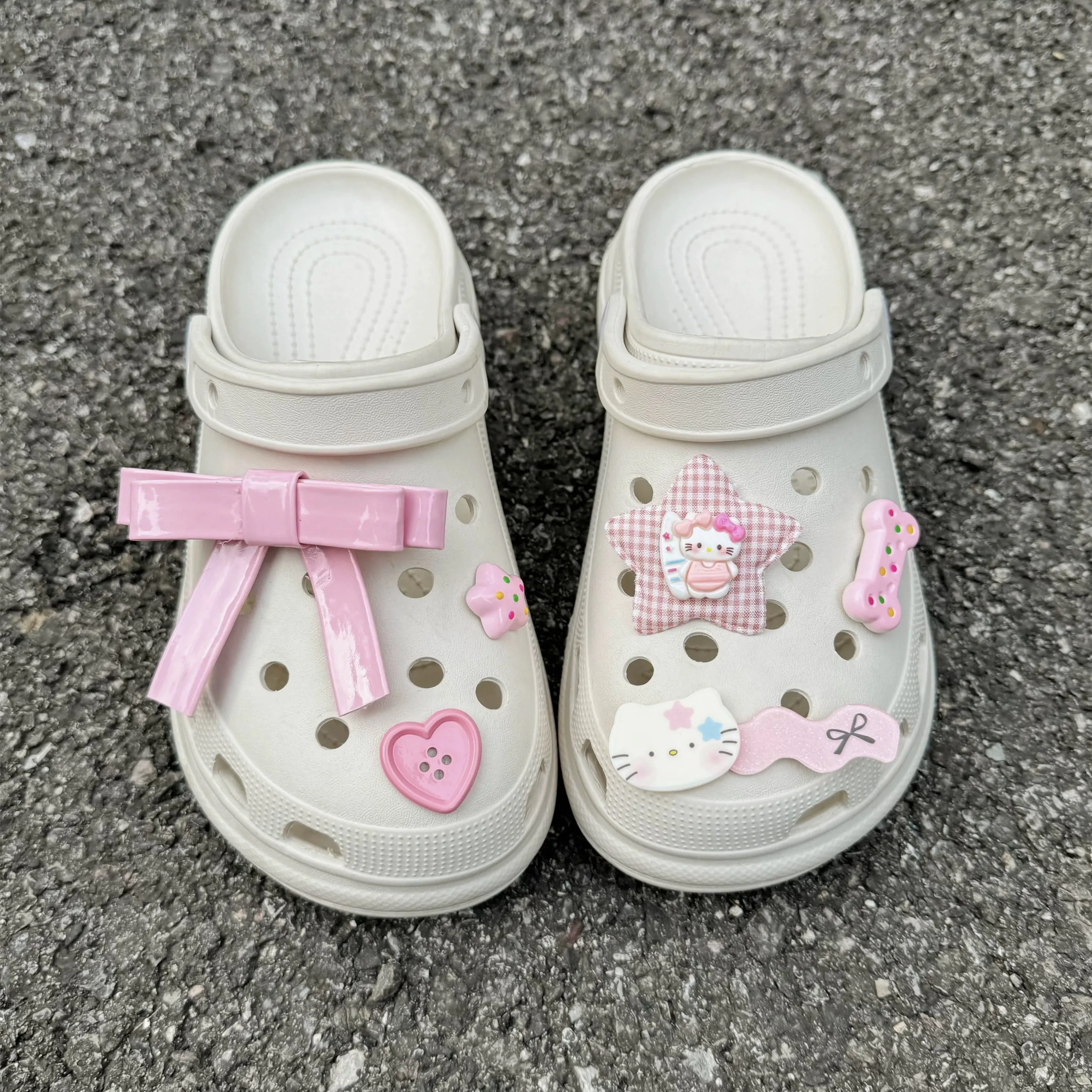 Pink Hello Kitty Shoe Decoration Set With Big Bow Cute Shoe Decorations Suitable For Clogs Sandals Parties Girls' Gifts