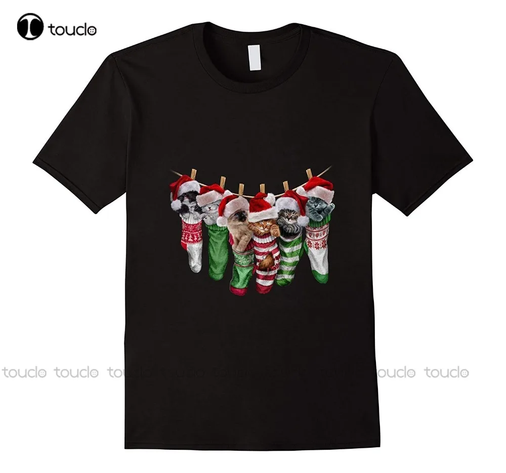 New Mens T-Shirt T-Shirt Cute Sleepy Santa Kittens In Christmas Socks Cat Hip Hop Street T-Shirt Unisex Fashion Tshirt Summer