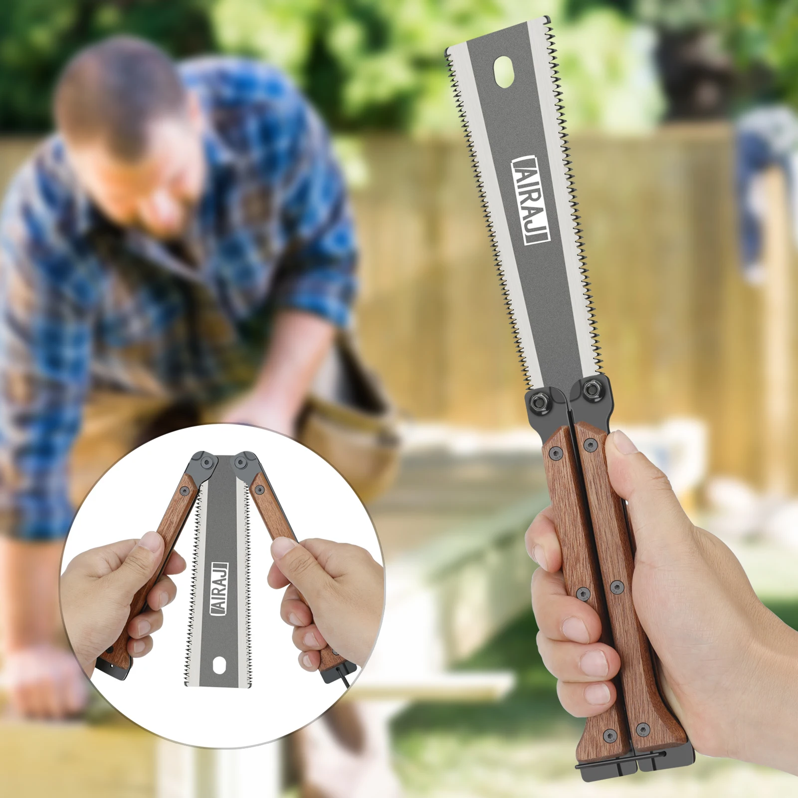 AIRAJ 12 Inch Wooden Folding Saw SK5 Steel Labor-Saving Wear-Resistant Durable Foldable Portable Manual Tool image 5
