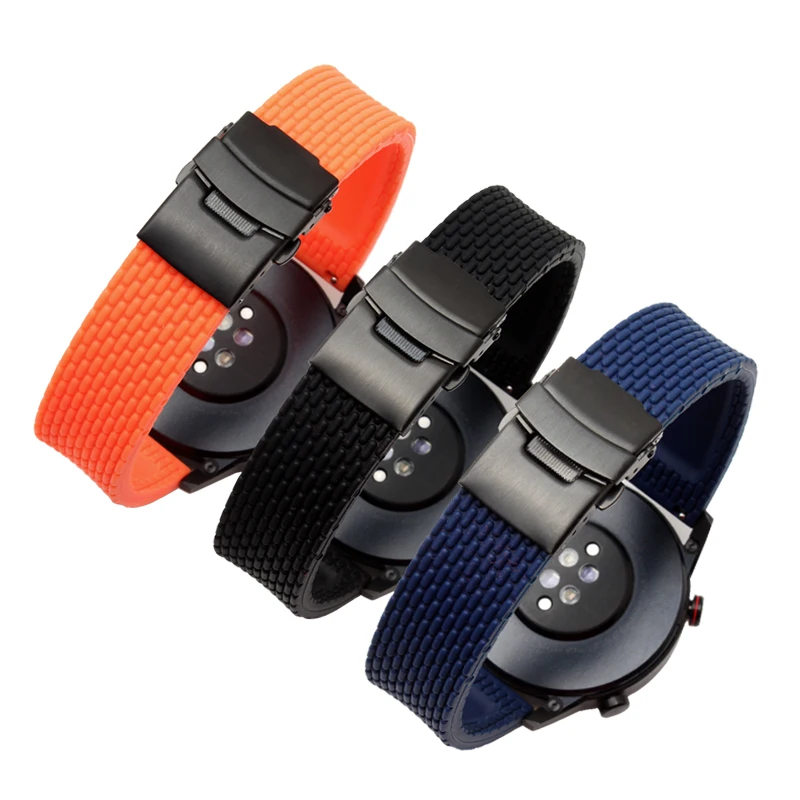 

rubber watchband for huawei GT2 GT3 watch3 GT2PRO silicone strap 22mm Waterproof breathable bracelet Outdoor sports watchband