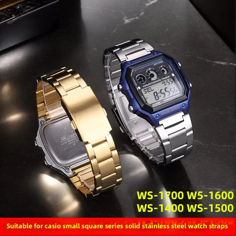 ステンレス鋼時計バンドカシオ WS-1600 WS-1700 WS-1400H WS-1300 WS-1500 男性固体金属ストラップブレスレット 18 ミリメートルアクセサリー