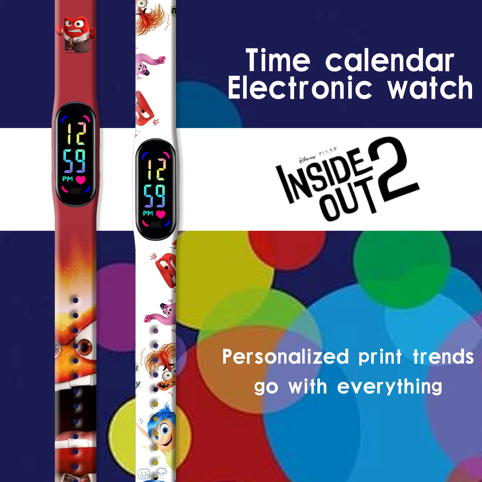 Montres pour enfants, dessin animé Disney Inside Out, poupées de dessin animé Joy Fear Anger Disgust Sadness, jouets d'anniversaire mignons pour filles et garçons, cadeaux, nouvelle collection