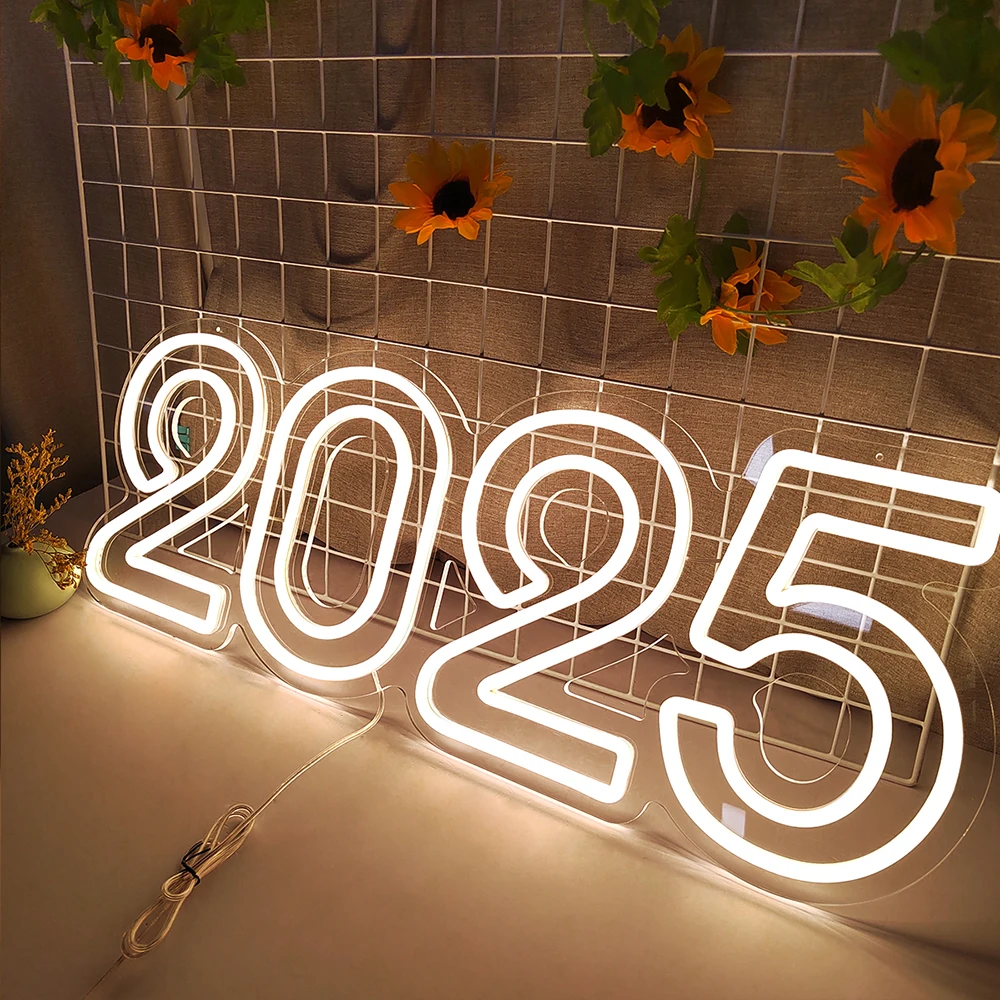 2025 Neon Sign Light for Home Party Cross Year Activities Family Party Decor Led Custom Happy New Year Celebration Neon Sign