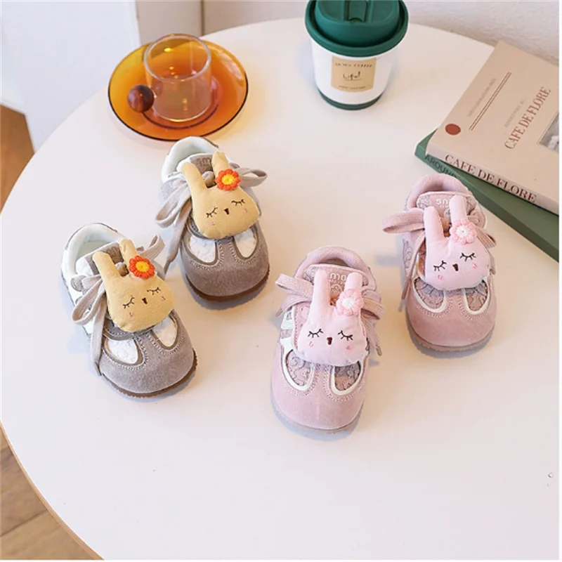 

2025 New Autumn Children Shoes Leather Cute Rabbit Pendant Kids Casual Shoes Non-slip Fashion Toddler Girls Sneakers EU 22-30
