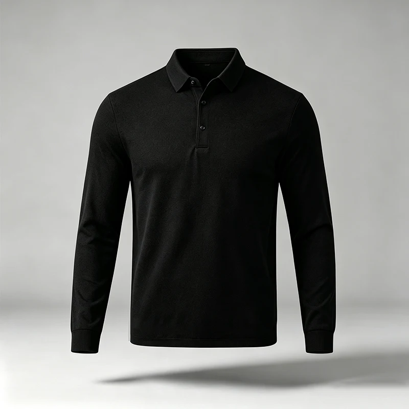 Herren-Polohemd im urbanen Stil, langärmelig, mit Kragen, angenehmer Stoff, ideal für den Stadtverkehr und den Alltag, passend zu verschiedenen Outfits. – Detail 12